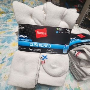 2 New 12-Packs Men's Hanes X-Temp White Cushioned Crew Socks